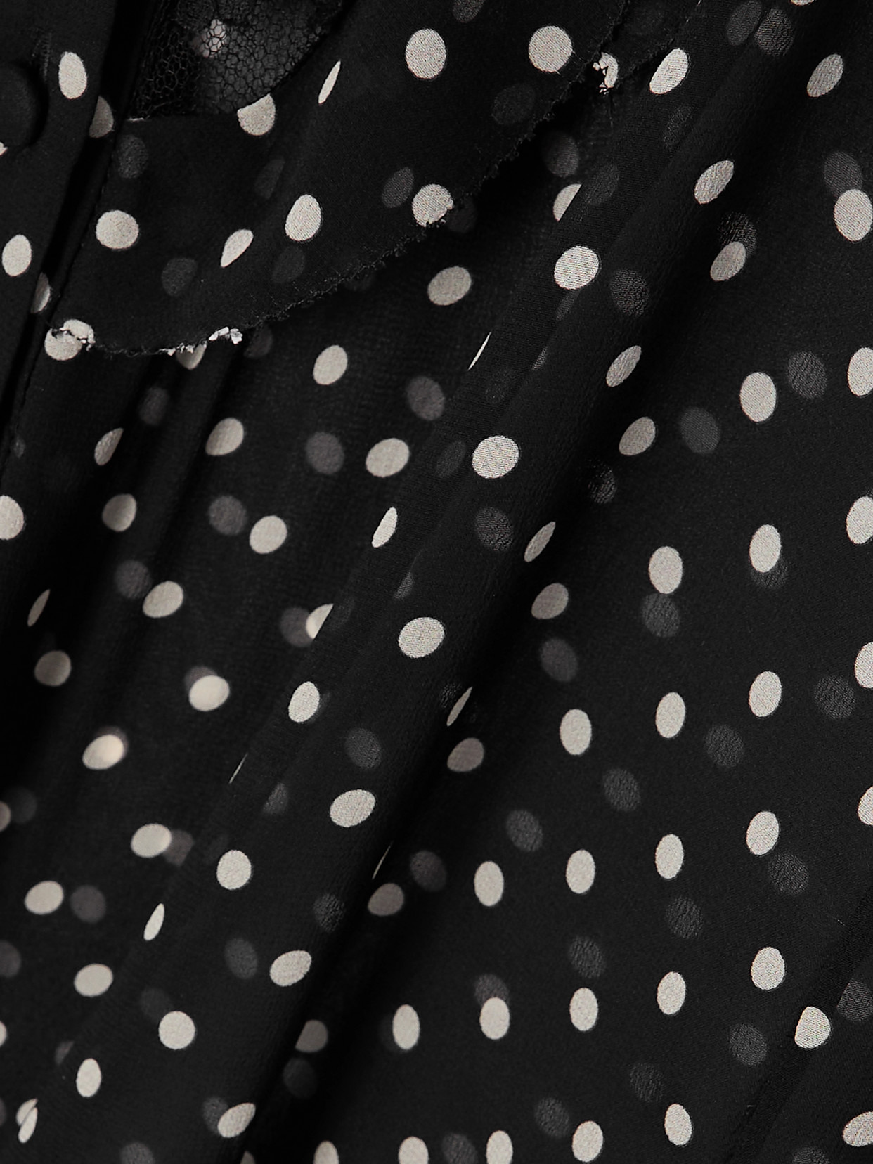 Ruffled Lace-trimmed Polka-dot Silk-chiffon Shirt - 5