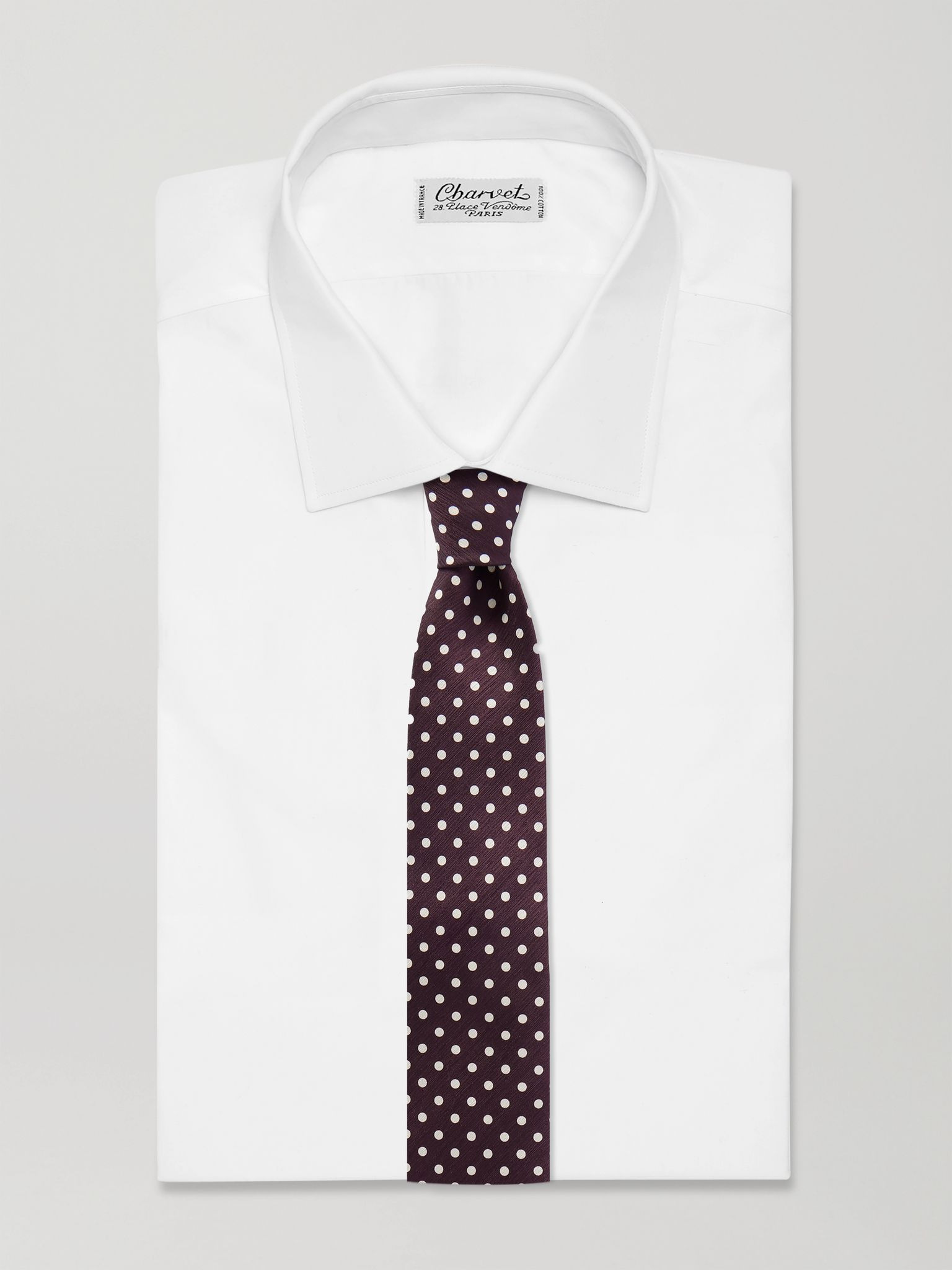 8cm Polka-Dot Silk-Jacquard Tie Burgundy - 2