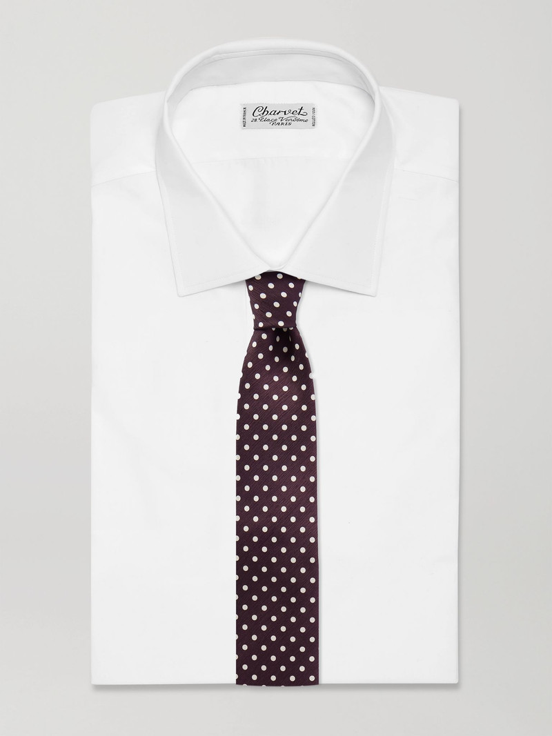 TOM FORD 8cm Polka-Dot Silk-Jacquard Tie Burgundy outlook