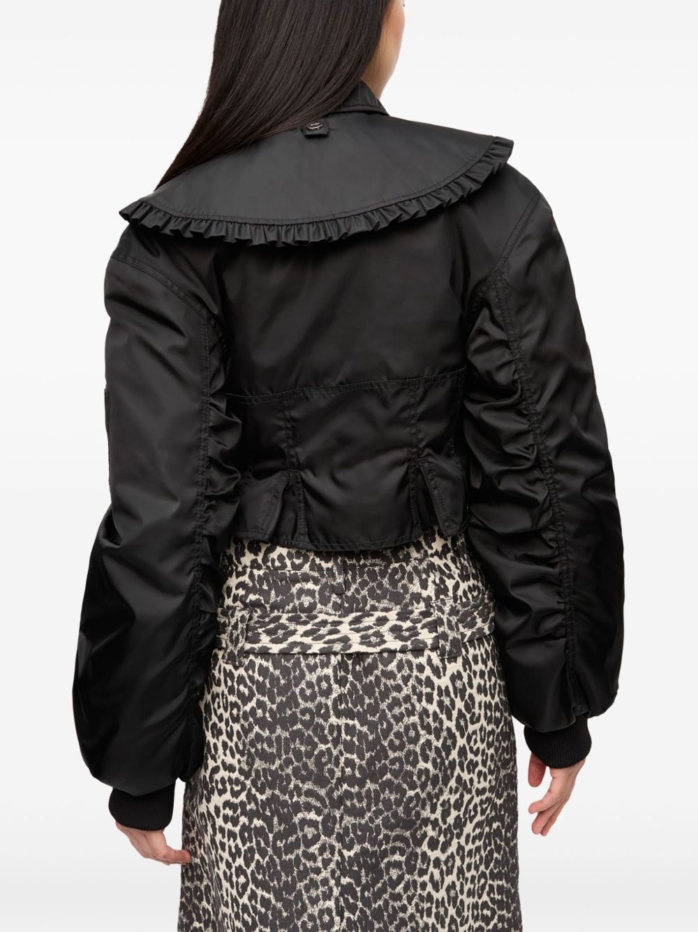 ruffle-collar bomber jacket - 5