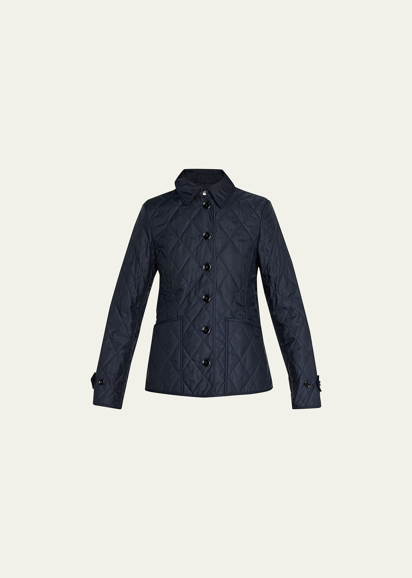 Collared Diamond Quilted Jacket - 1