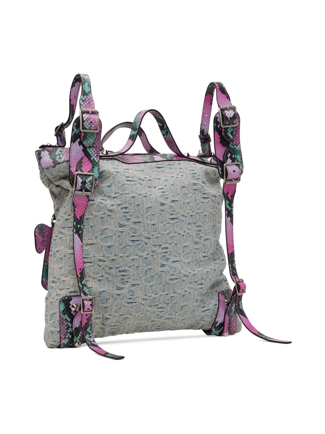 Acne Studios Blue Monogram Python Denim Tote | REVERSIBLE