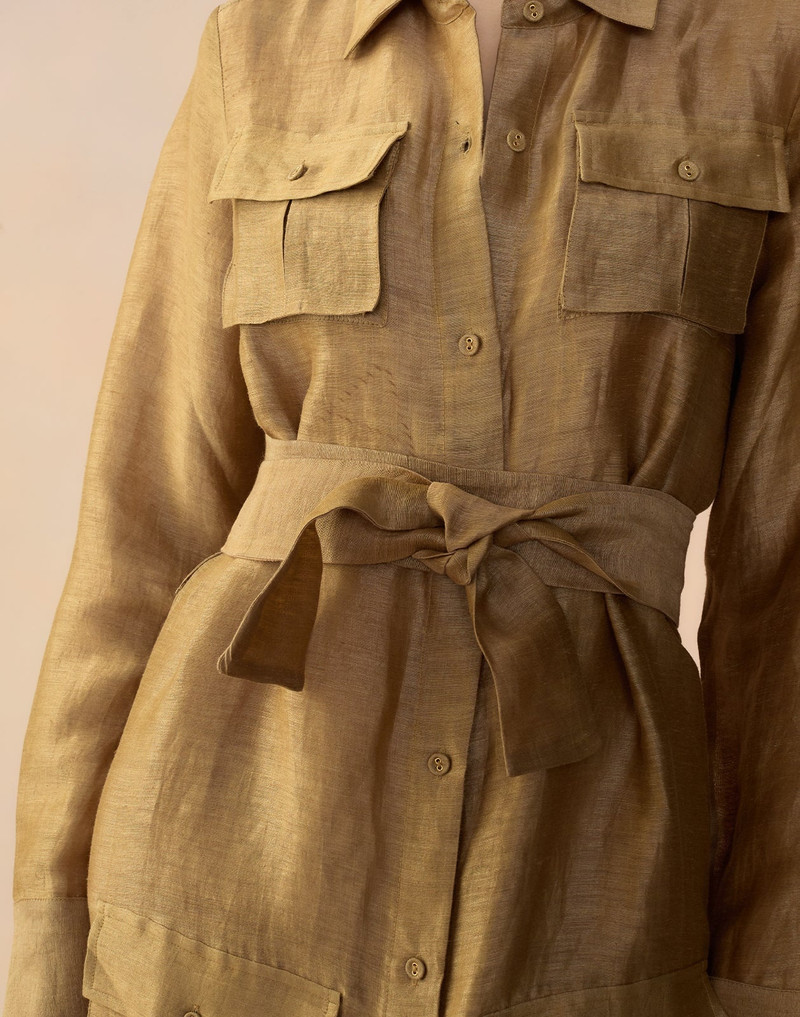 Lagos Silk Linen Shirt Dress 7