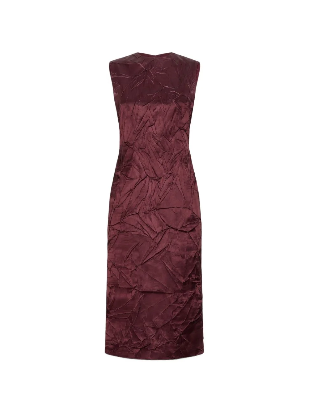 crinkled-finish silk midi dress - 1