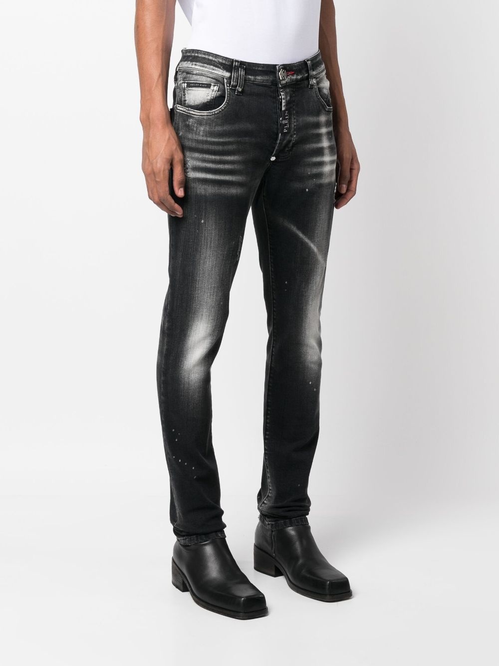 distressed straight-leg jeans - 3