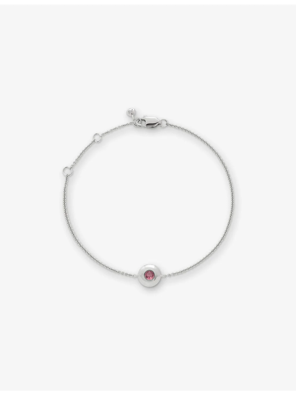 October Birthstone Sterling-Silver And Pink Tourmaline Chain Bracelet - 1