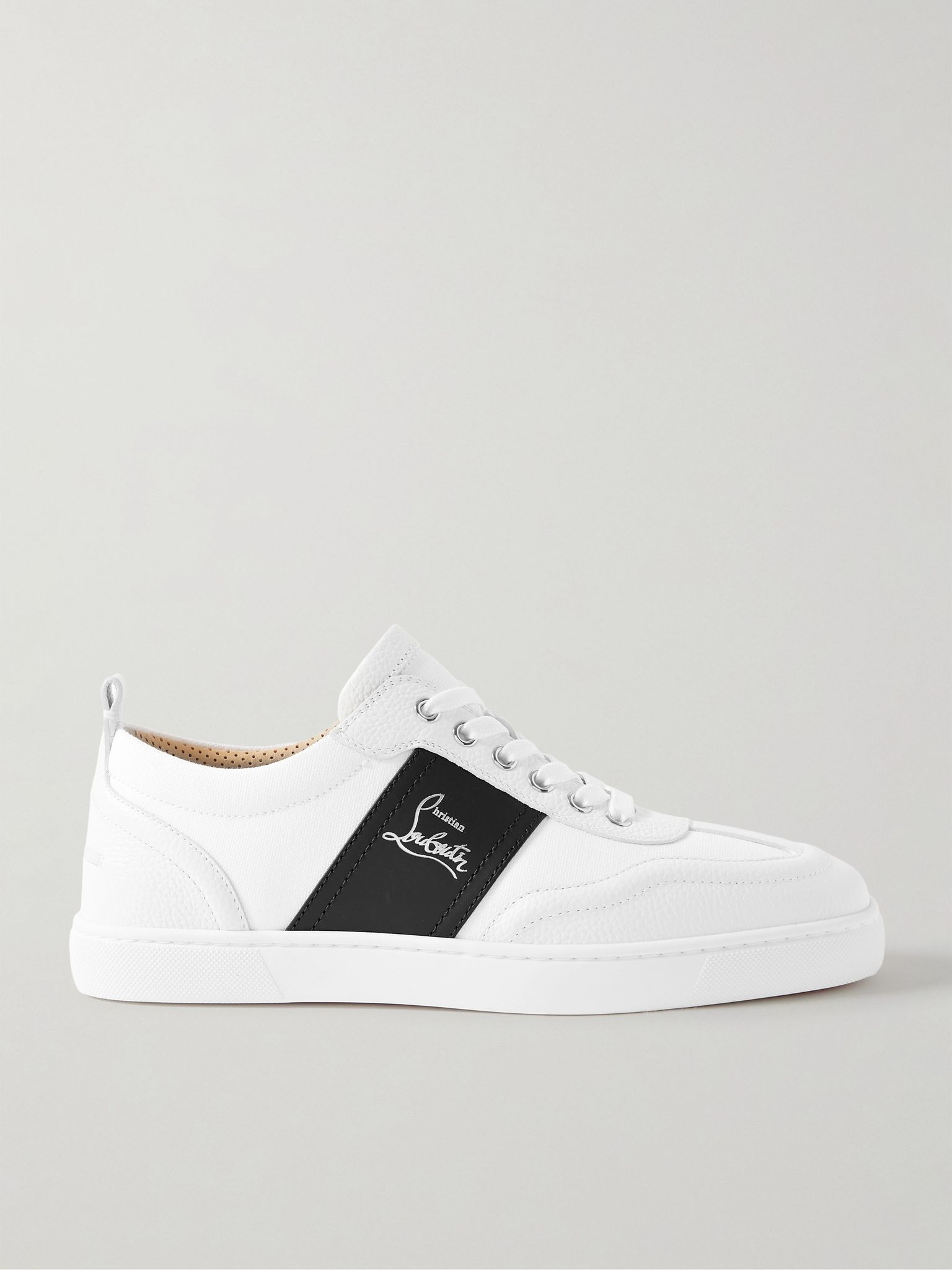 Retero Full-Grain Leather-Trimmed Canvas Sneakers White - 1
