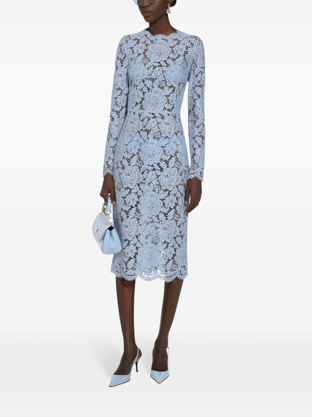 floral-lace bodycon midi dress - 3