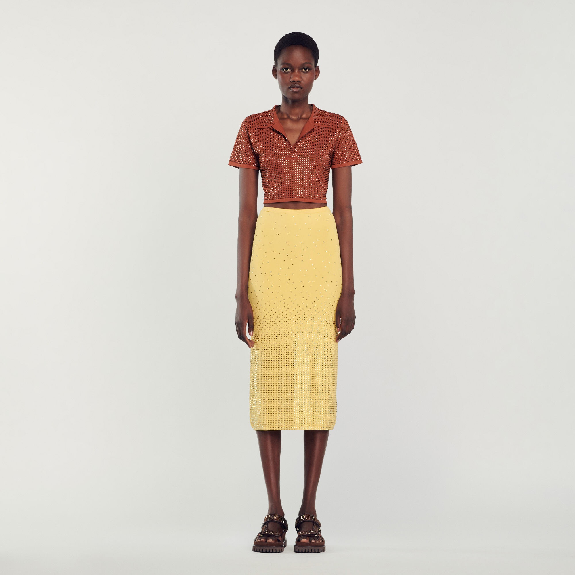 RHINESTONE-EMBELLISHED MIDI SKIRT - 3