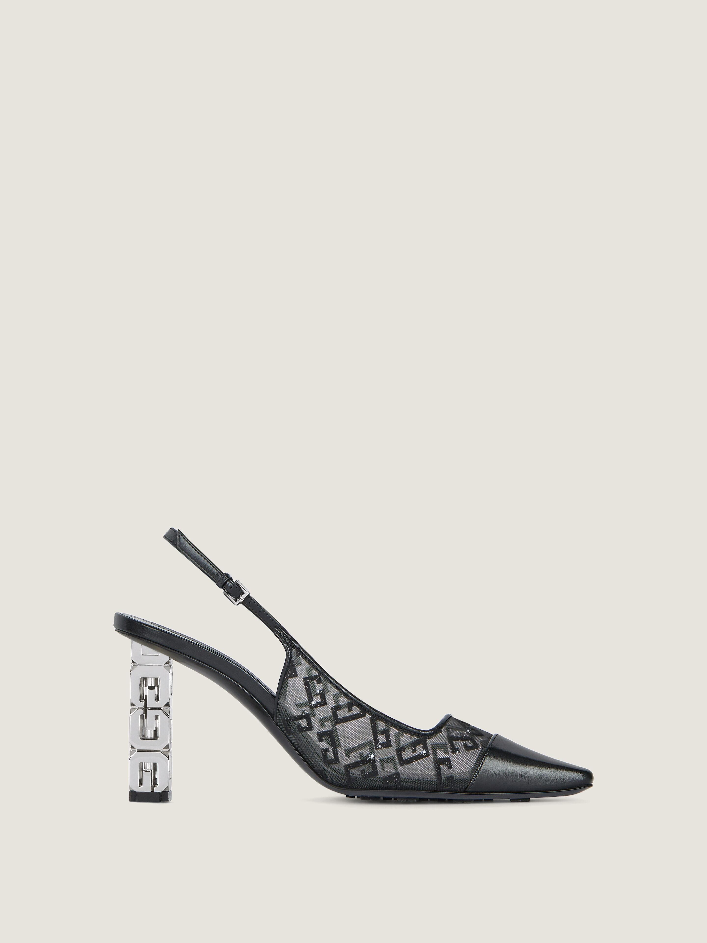 G CUBE SLINGBACKS IN MONOGRAM 72 MESH WITH LUREX - 1