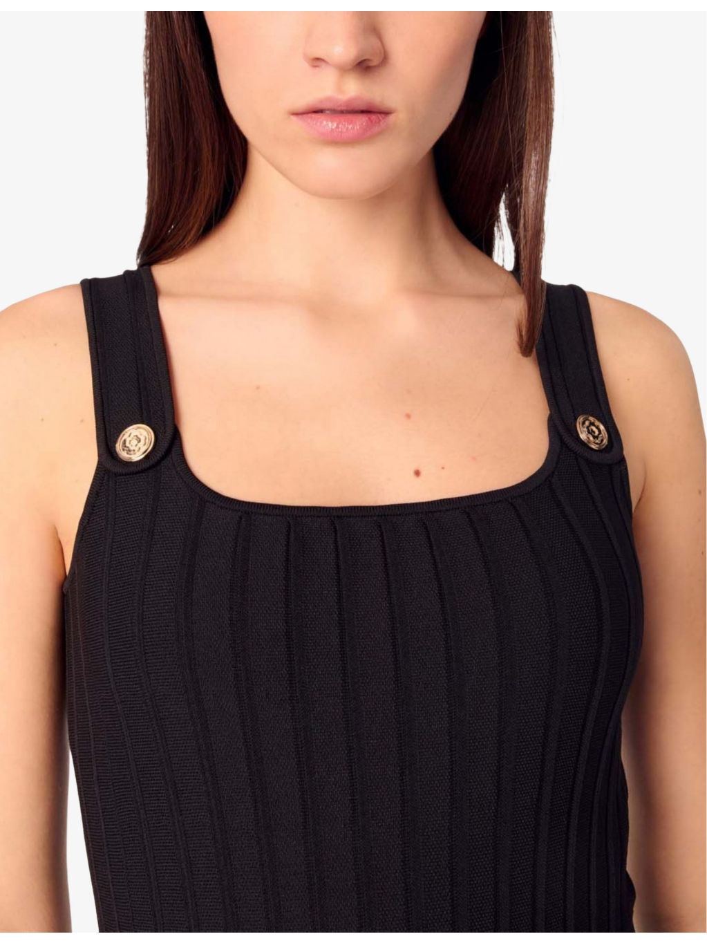 Pleated Scoop-Neck Knitted Midi Dress - 5