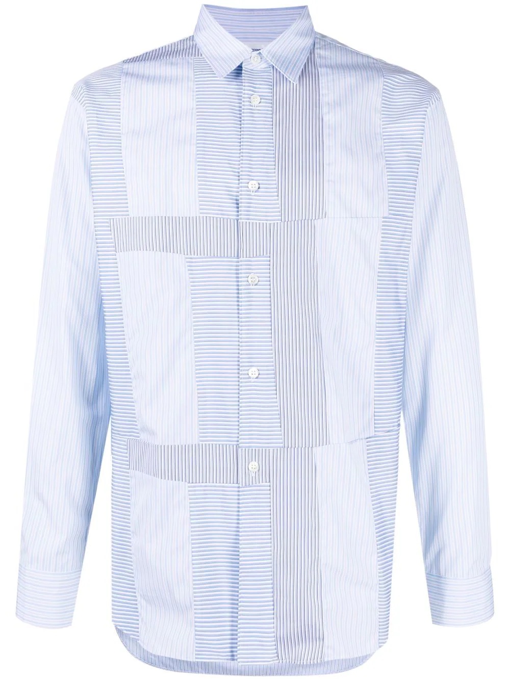 panelled striped shirt - 1