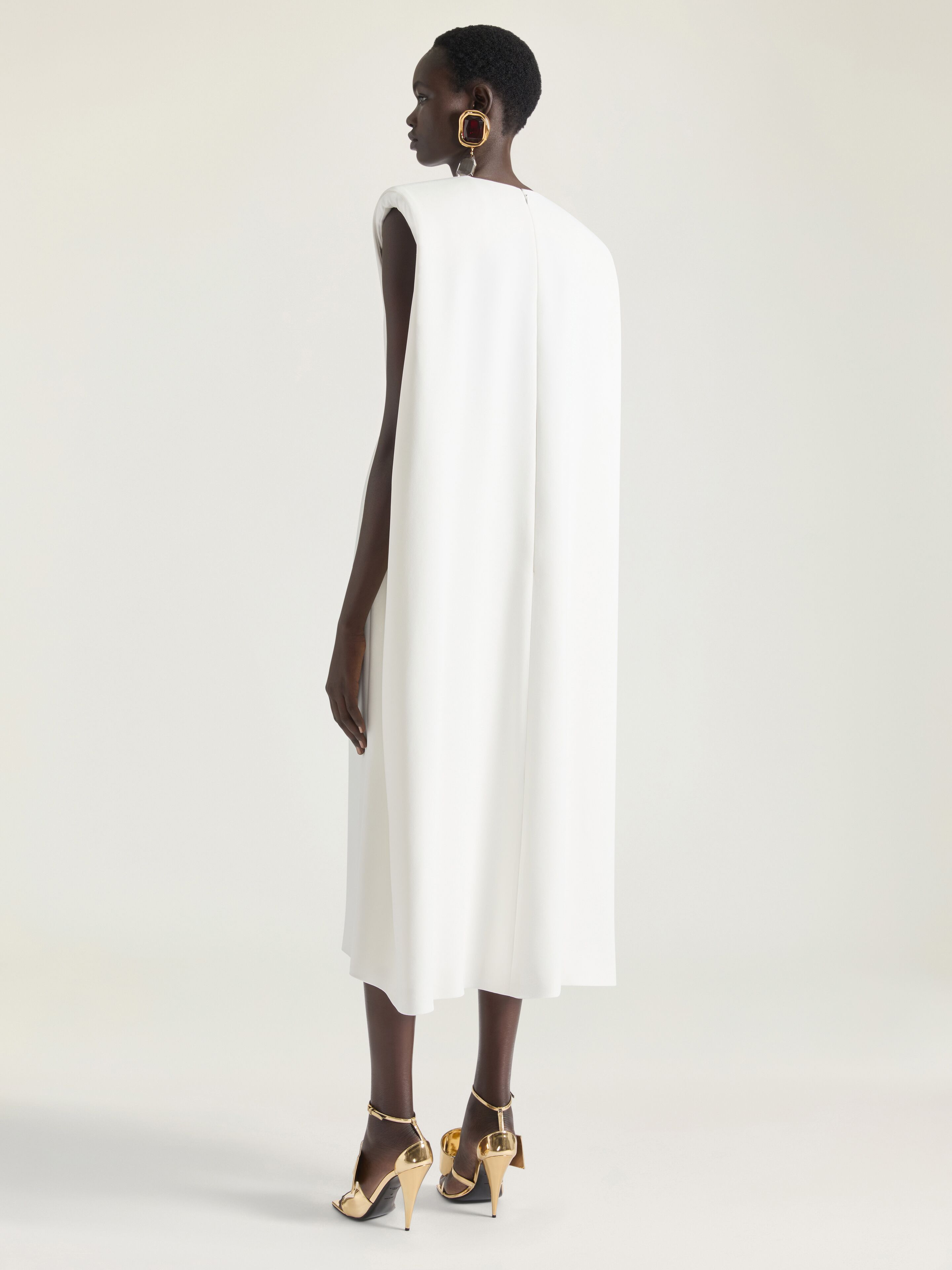 DRESS IN CREPE CADY WITH CAPE - 3