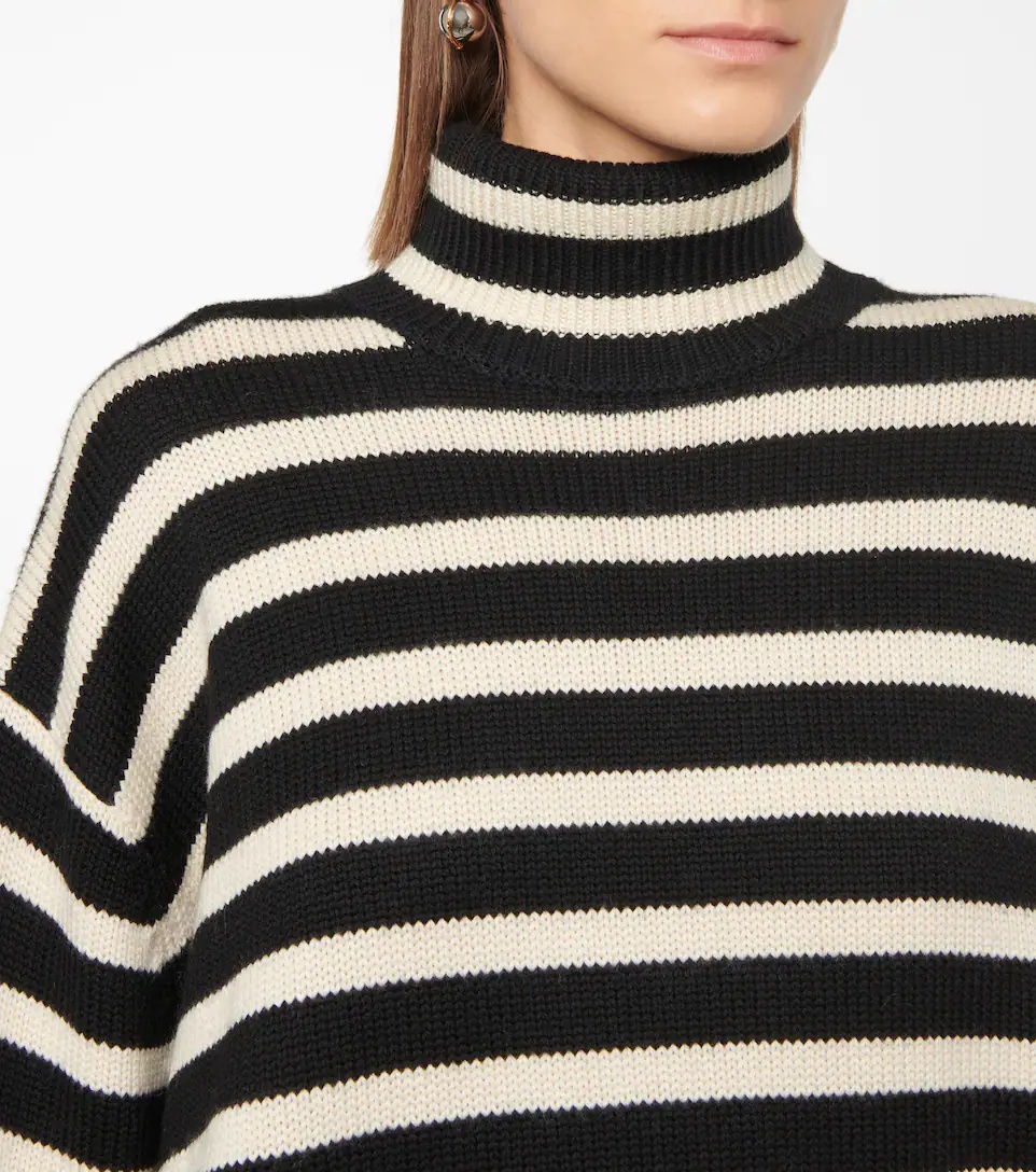 Striped turtleneck wool-blend sweater - 4