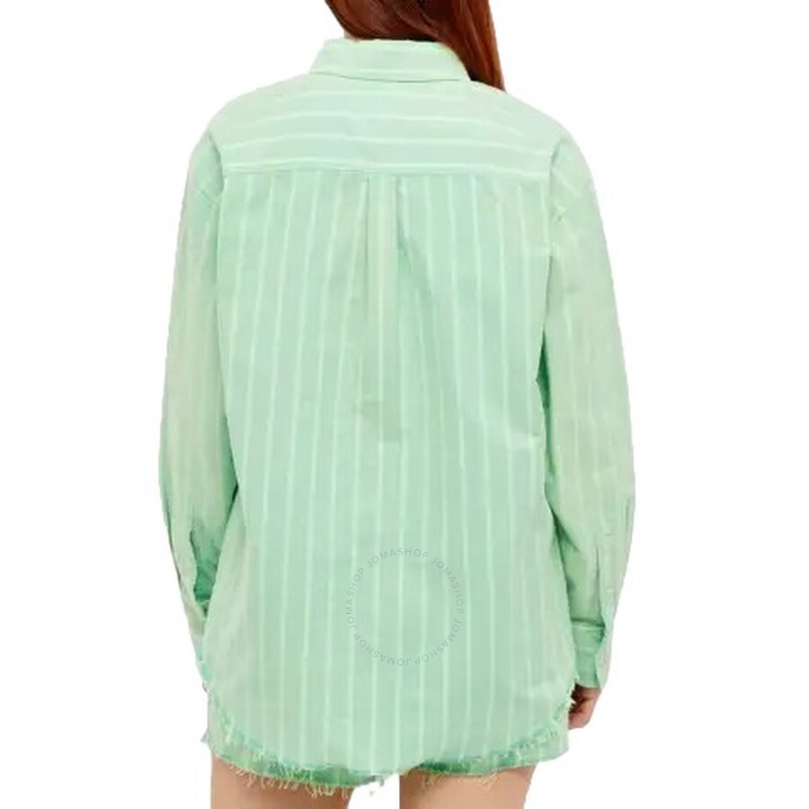 T by Alexander Wang Frayed Striped Boyfriend Shirt, Size X-Small - 2