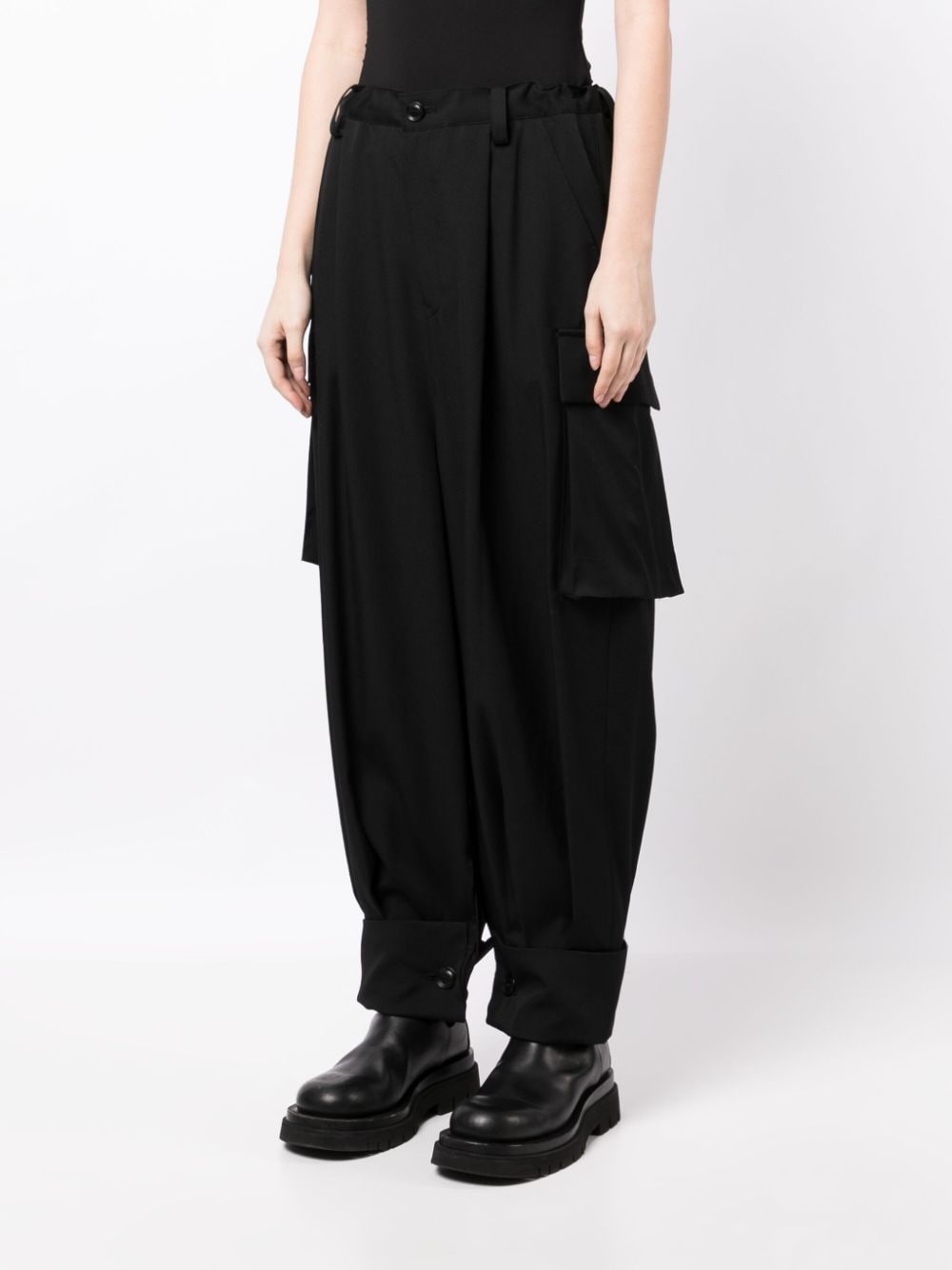 drop-crotch wool trousers - 3