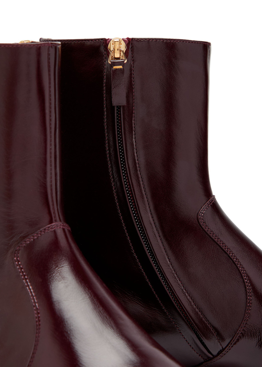 Khaite Colt Glossed Leather Ankle Boots - 4