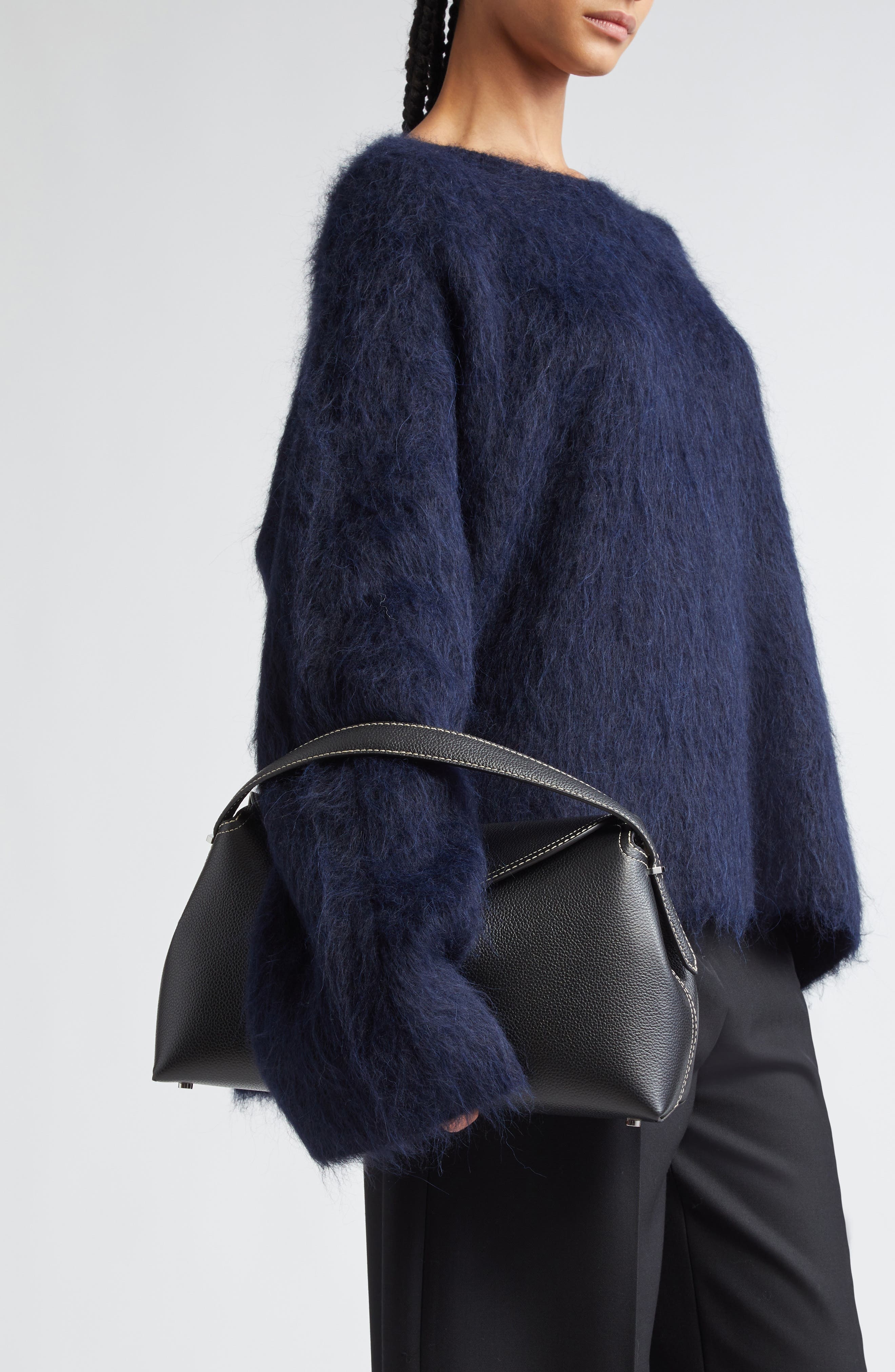 TOTEME T-Lock Curved Leather Shoulder Bag in Black 001 at Nordstrom - 2