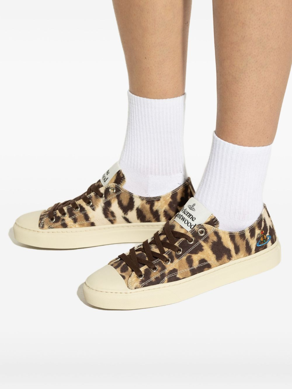 animal-print lace-up sneakers - 5