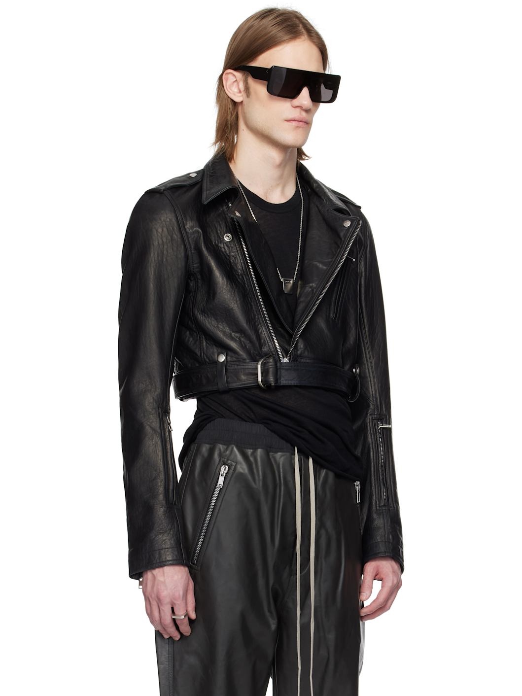 Black Hollywood Cropped Luke S Stooges Leather Jacket - 2