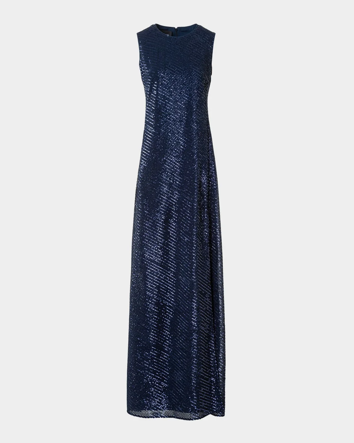 Diagonal Sequined Georgette Gown - 1