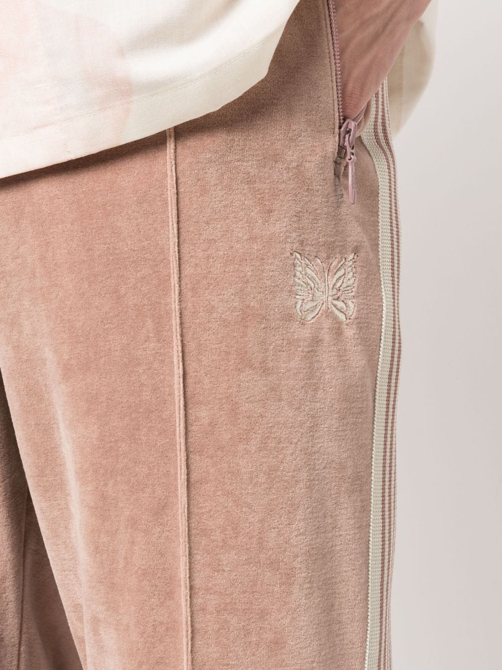embroidered-logo velvet track pants - 5