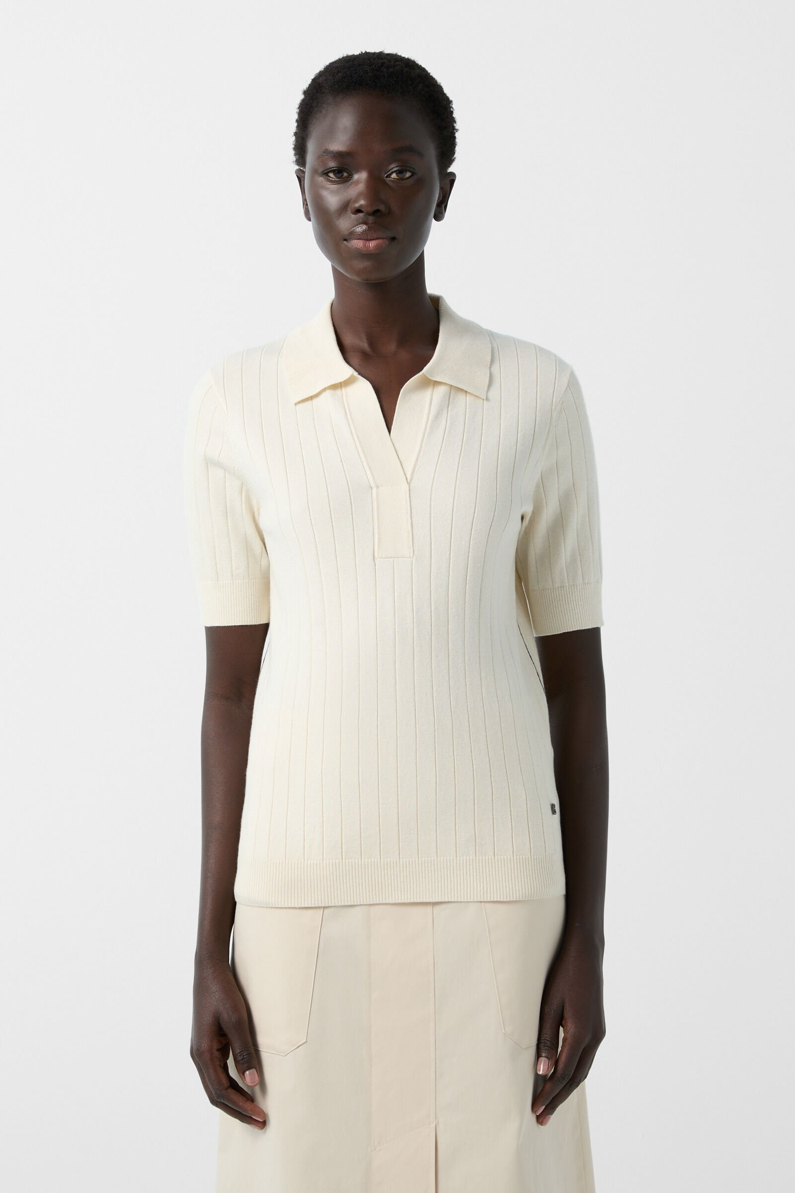 Knitted polo shirt June in Off-White - 2