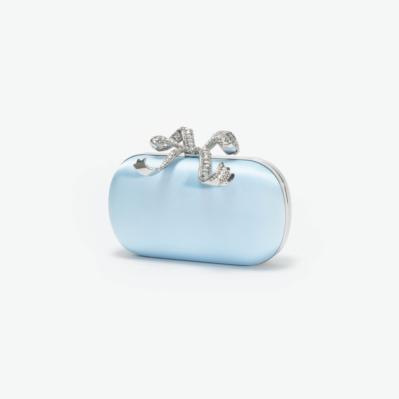 Blue Satin Bow Clutch 2