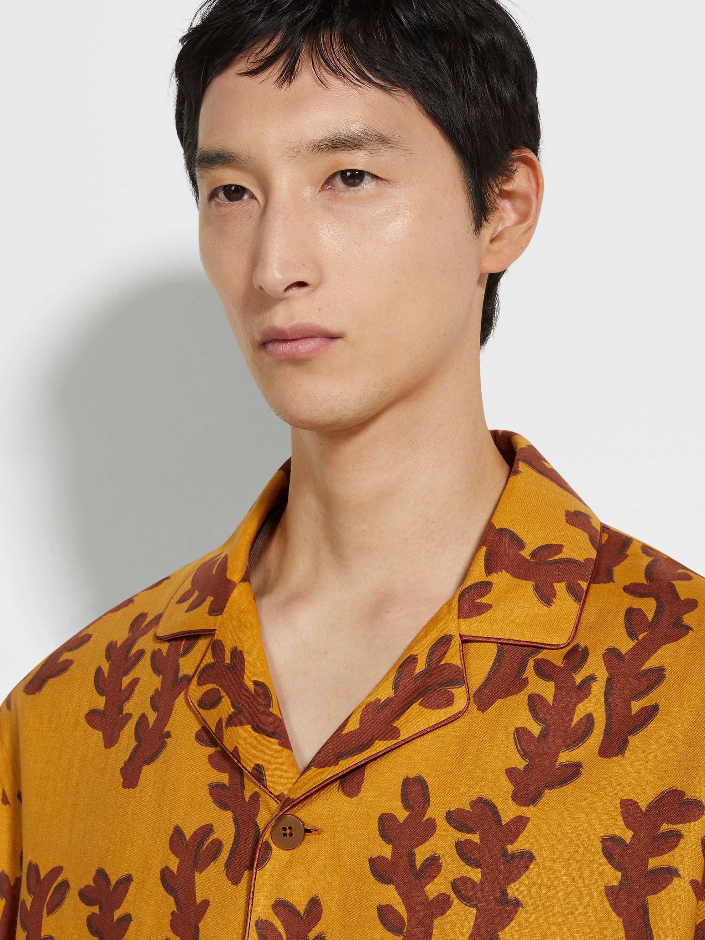 ORANGE LINEN SHIRT - 3