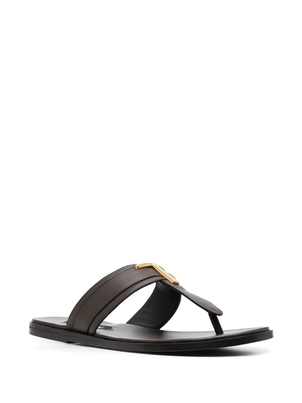 logo-plaque leather sandals - 2