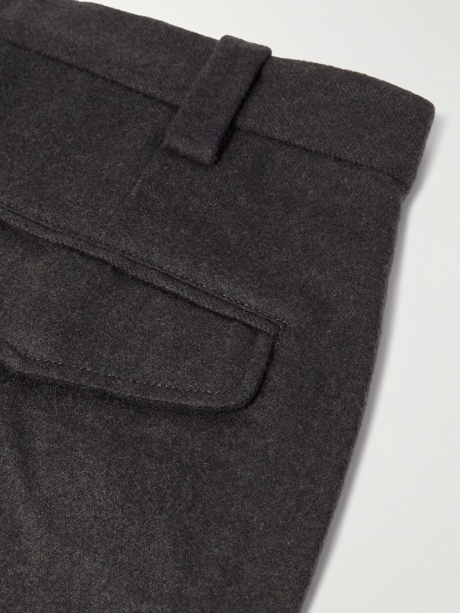 Renato Straight-Leg Pleated Wool-Blend Trousers Gray - 5