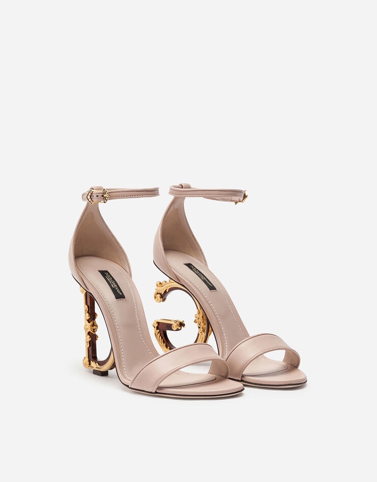 Nappa leather sandals with baroque DG heel - 2