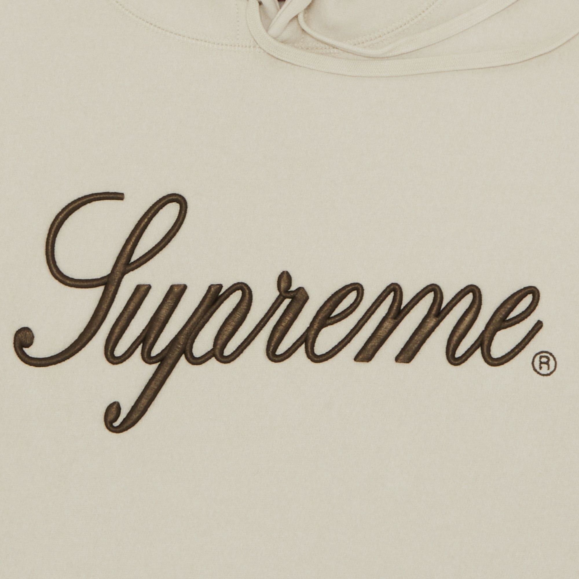 Supreme Embroidered Script Hooded Sweatshirt 'Stone' - 2