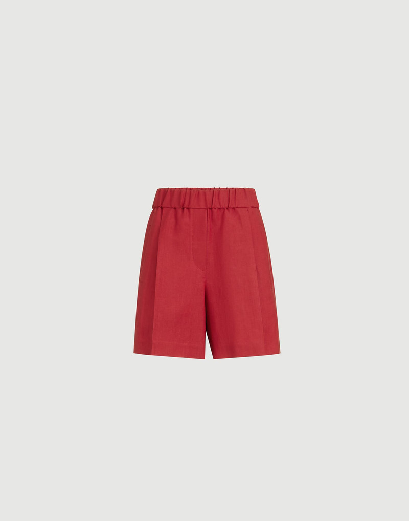Viscose and linen fluid twill baggy shorts 1
