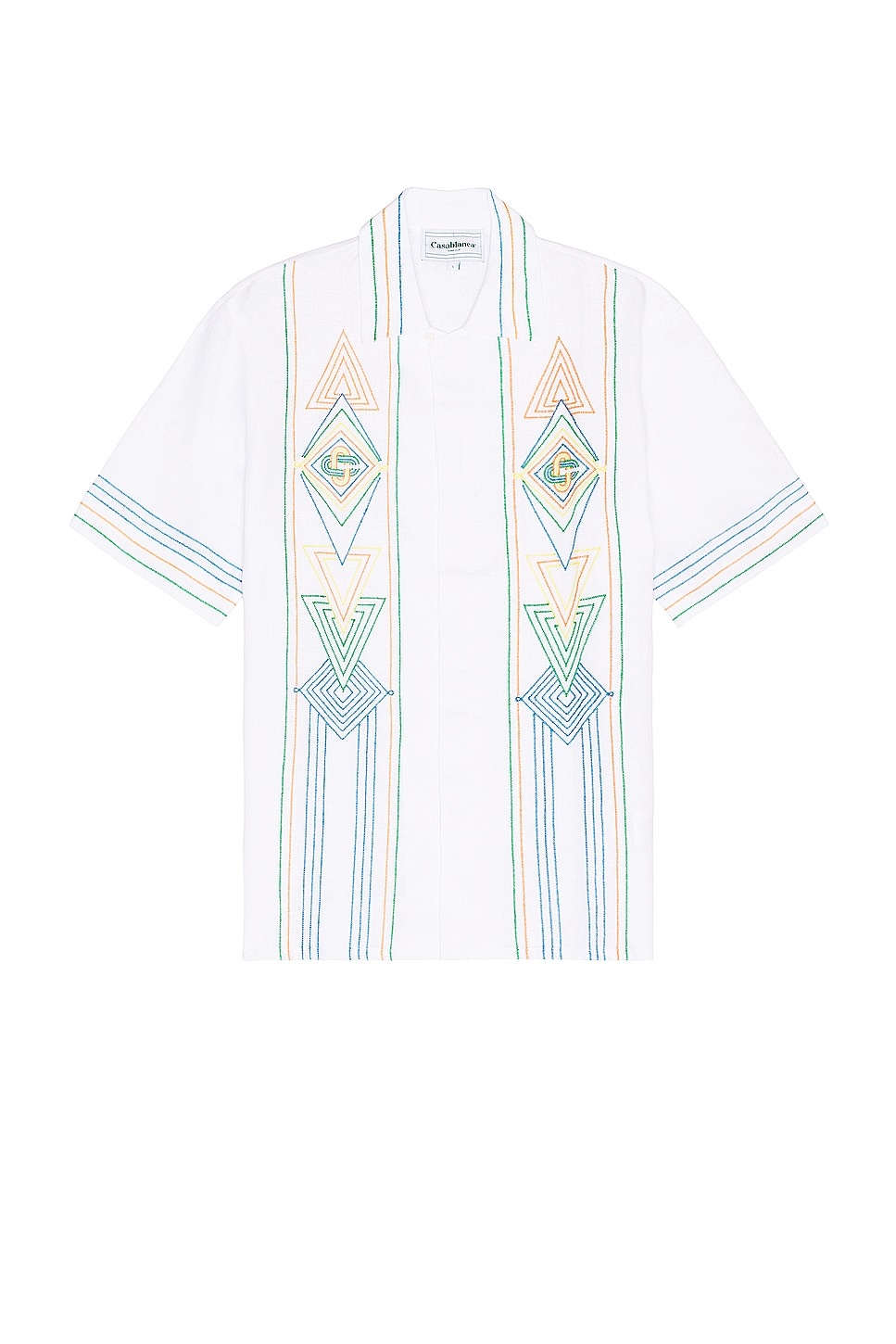 Chainstitc Embroidered Graphic Linen Shirt - 1