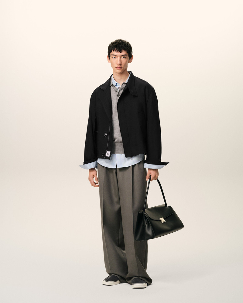 AMI Paris BLACK NEW WOOL HARRINGTON JACKET outlook