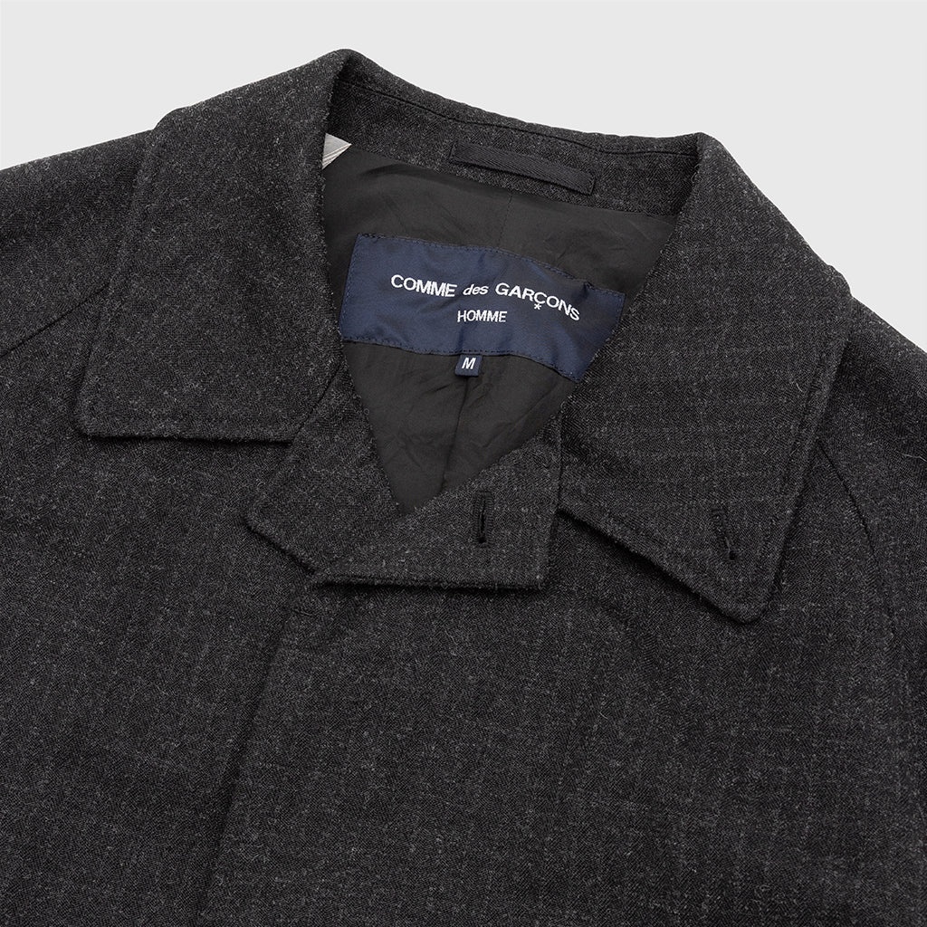 POLYESTER WOOL HERRINGBONE MAC COAT - 3