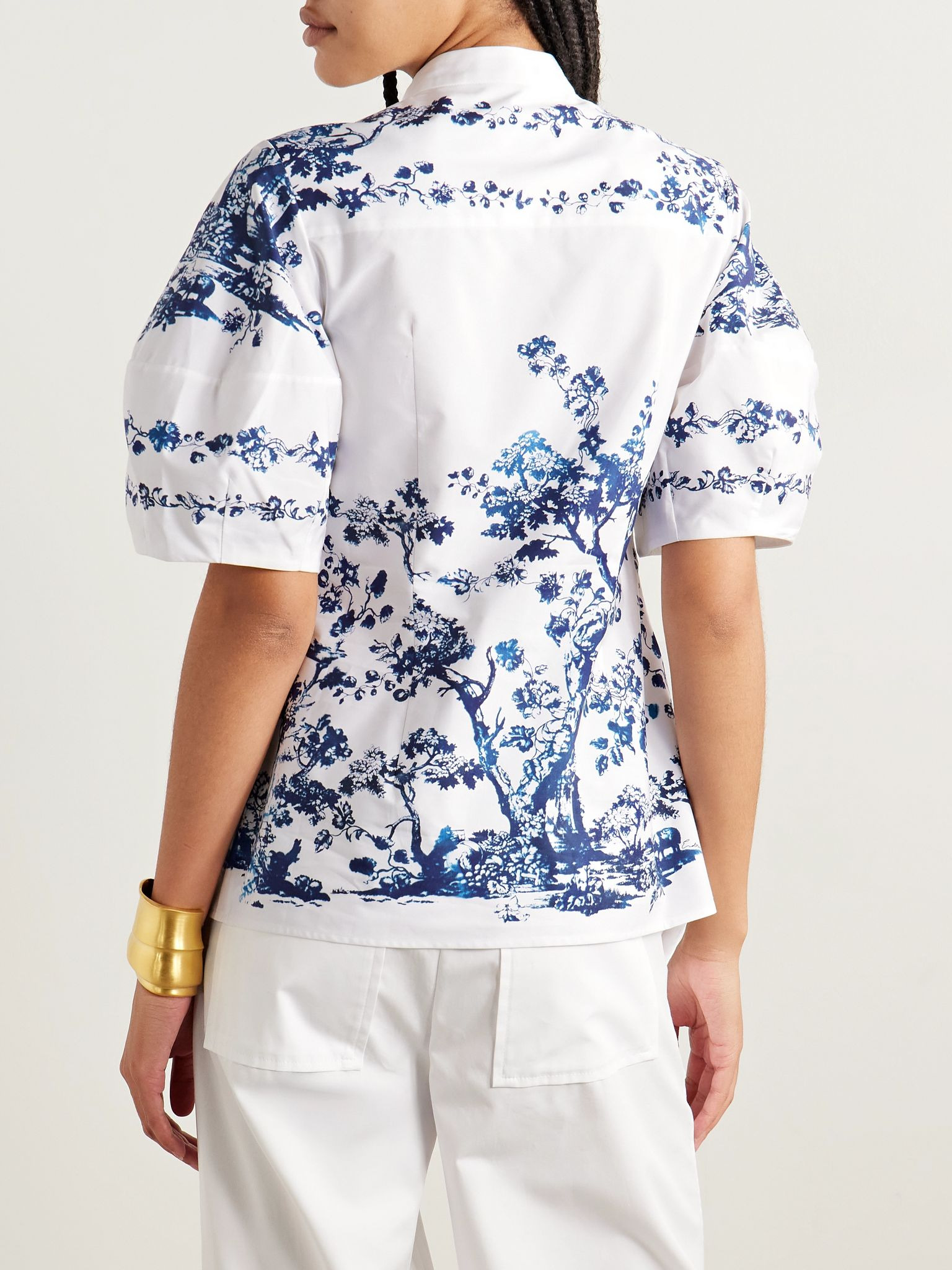 Printed cotton-poplin blouse White - 4