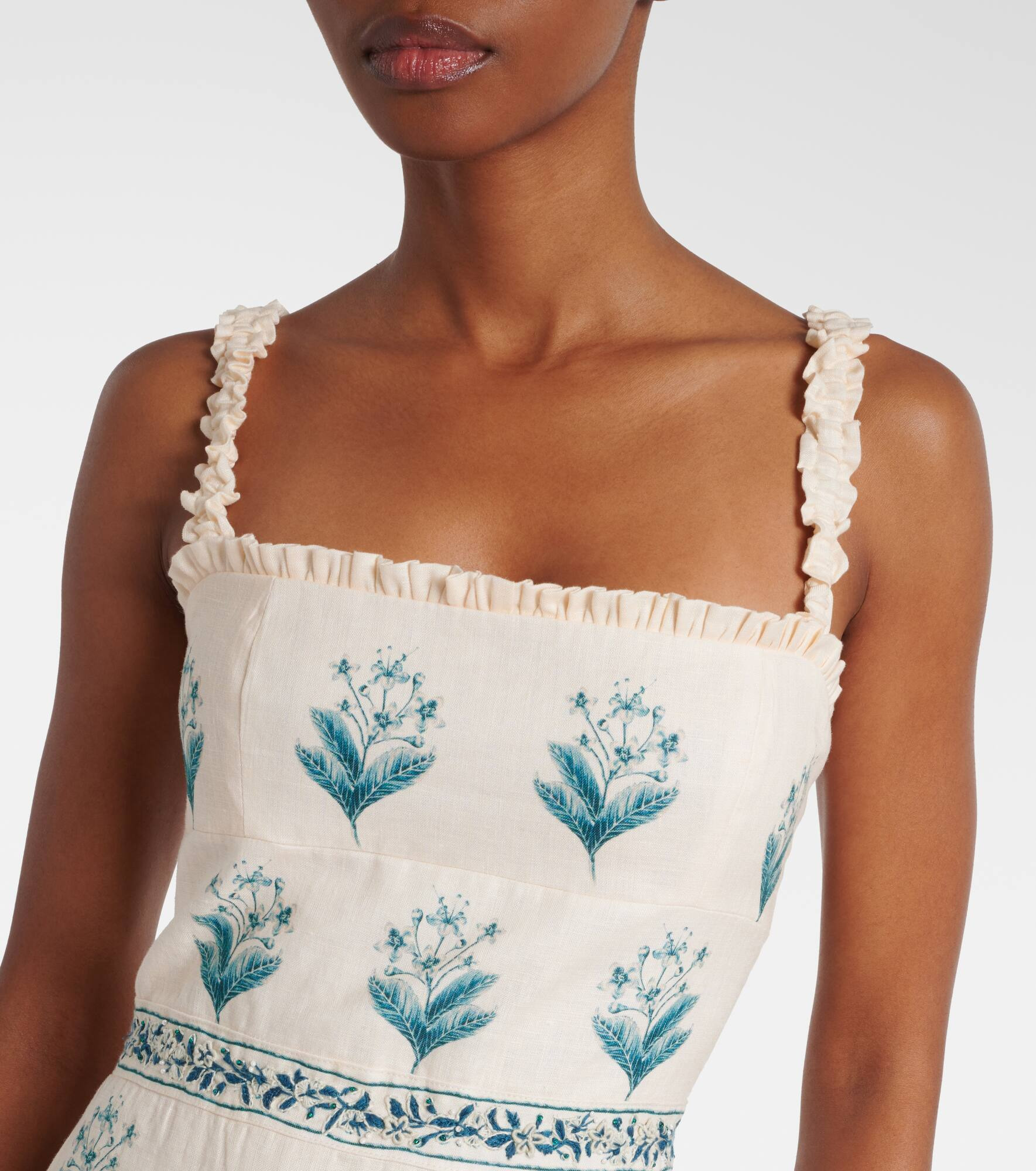 Nispero Ceiba floral linen midi dress - 4