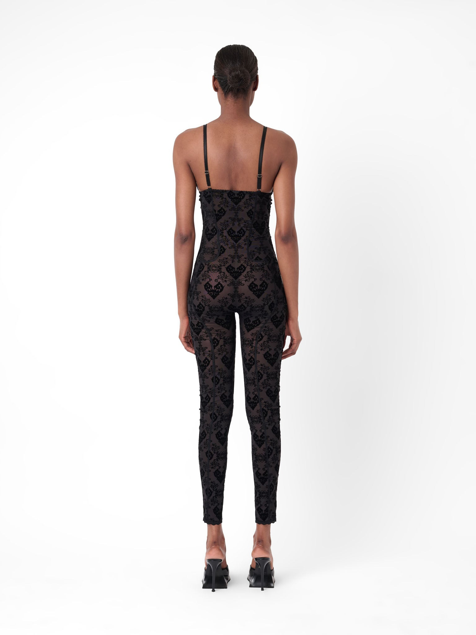 SCARLETT JUMPSUIT FLOCKED MESH BLACK - 4