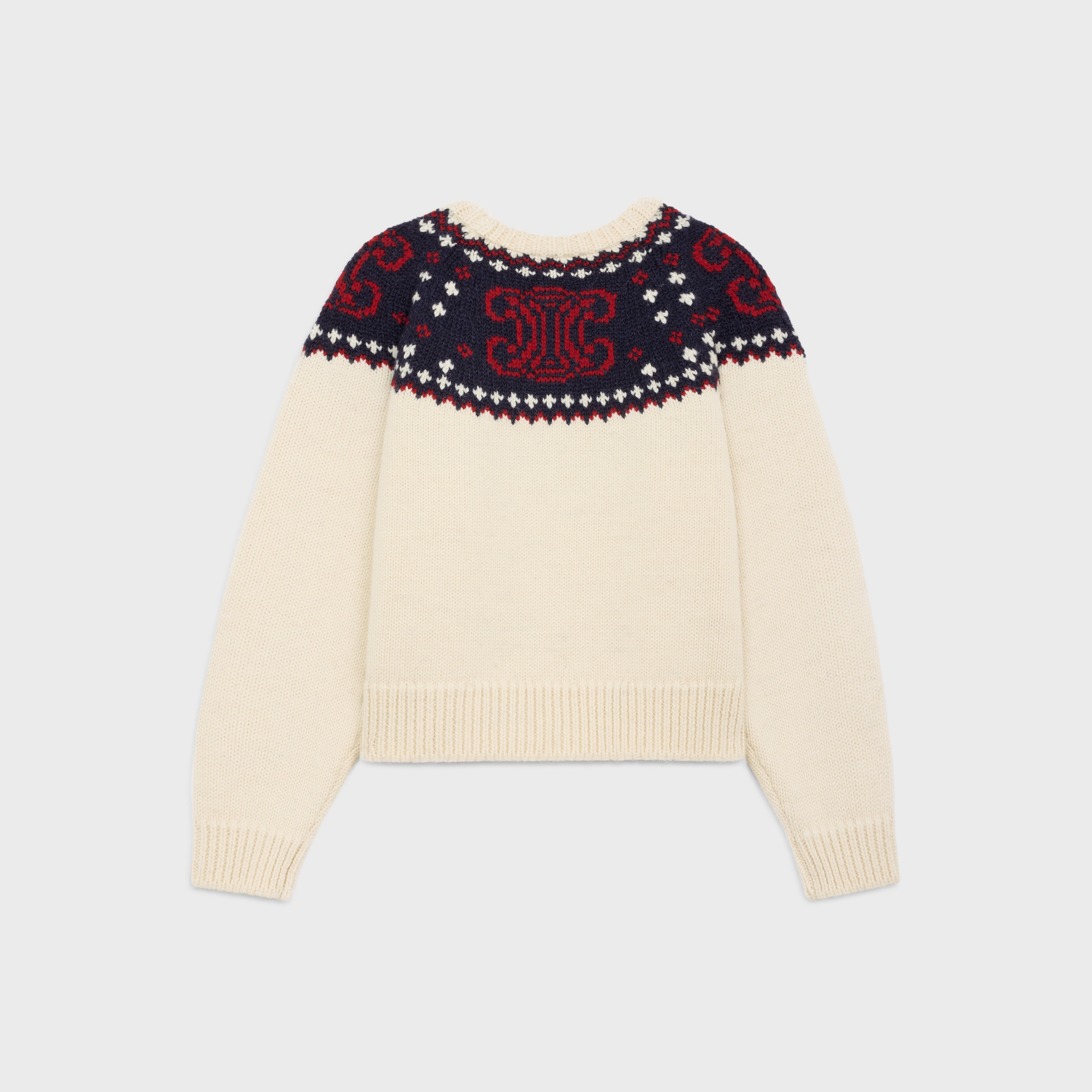 triomphe crew neck sweater in fair isle wool - 2