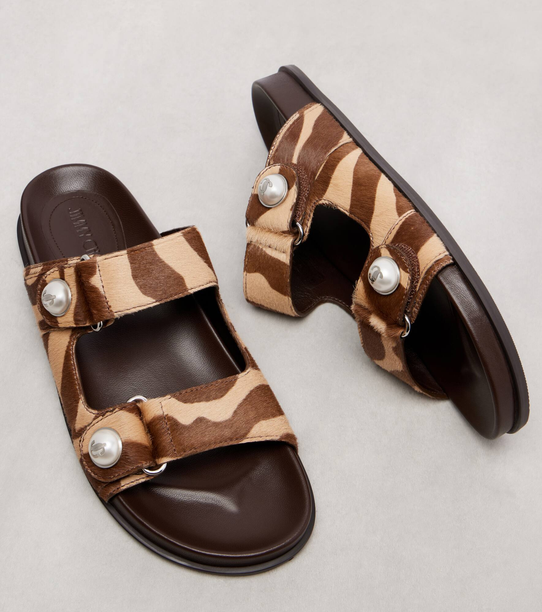 Fayence zebra-print shearling slides - 5