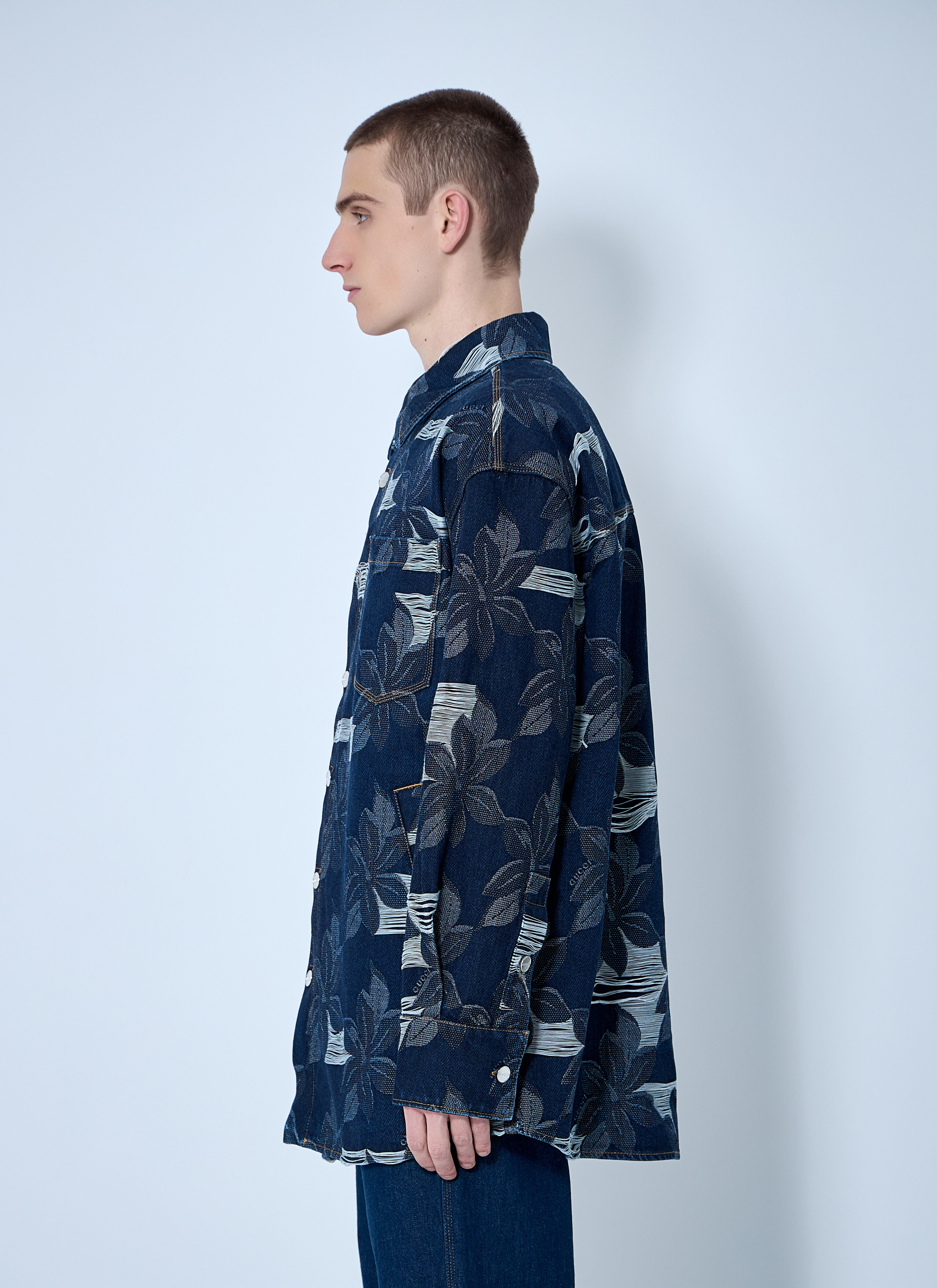 Floral Jacquared Denim Shirt - 3