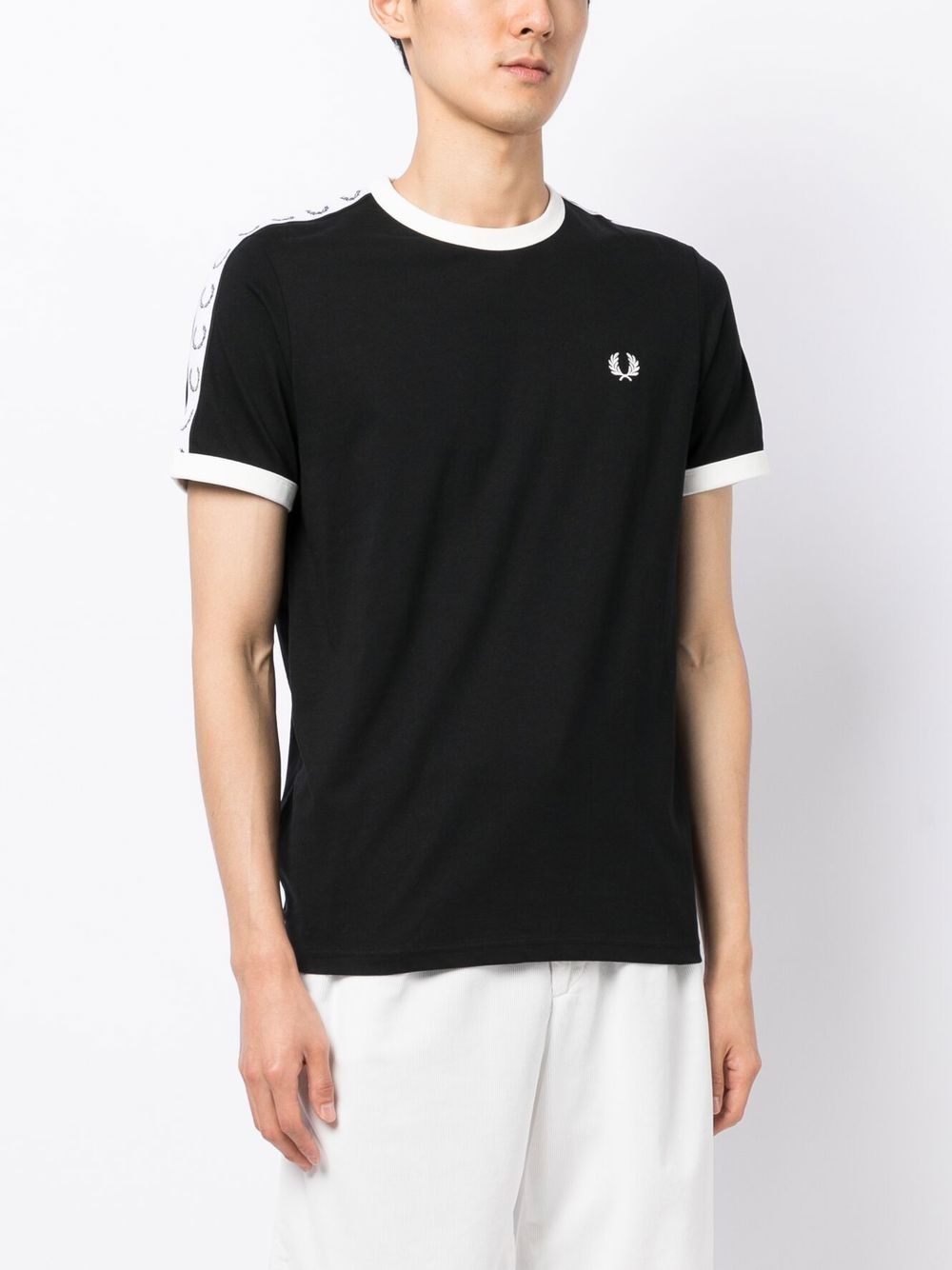 logo-tape cotton T-shirt - 3