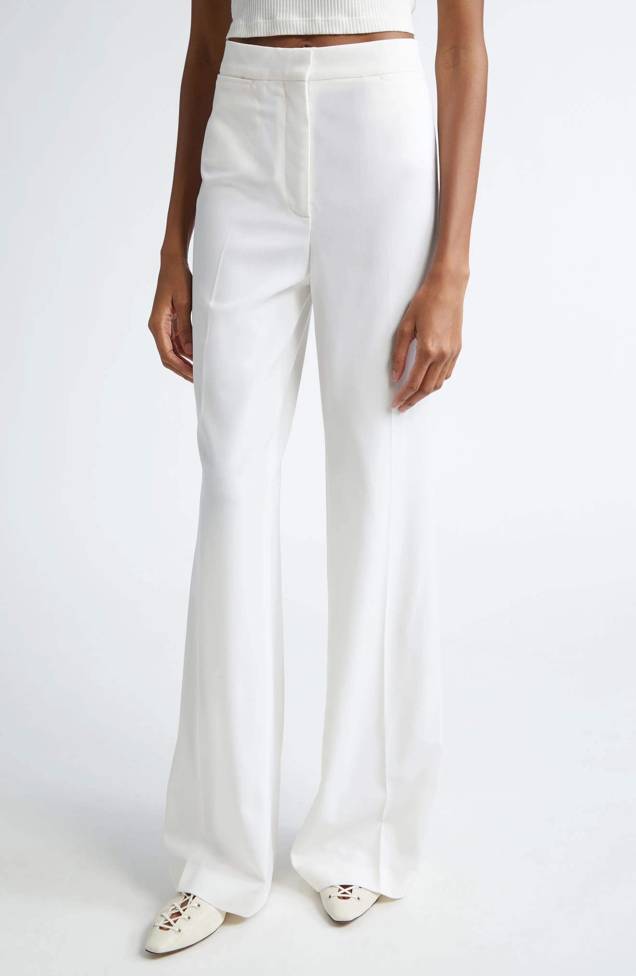 Iconic Stretch Wool Flare Leg Pants - 4