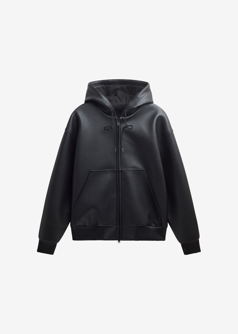 Kodai Faux Leather Bomber Jacket - Black 1