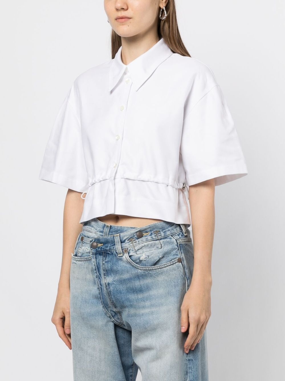 drawstring short-sleeve cotton shirt - 3