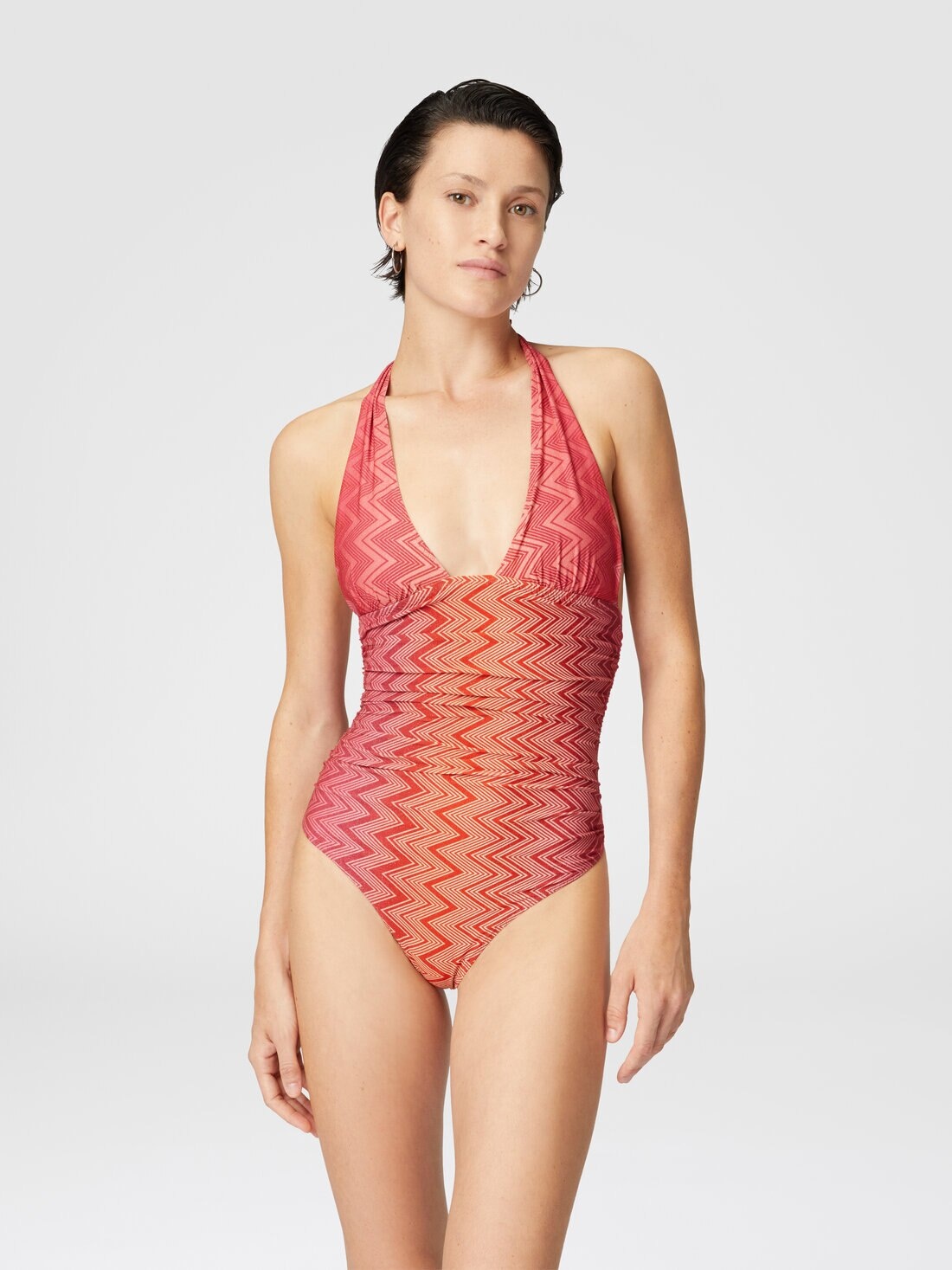 One-piece swimsuit in stretch nylon zig zag lamé - 2