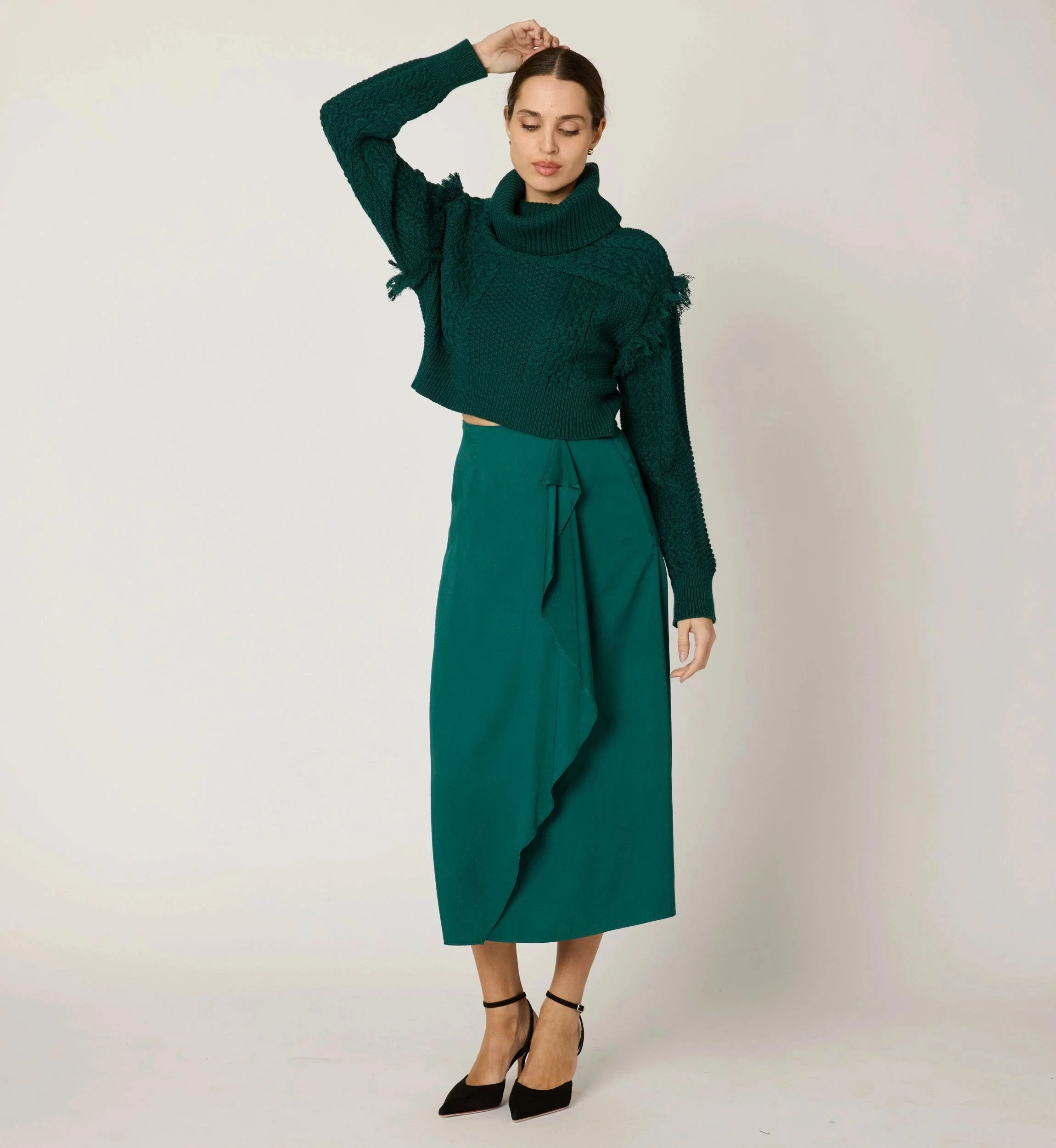 REGINA MIDI SKIRT | FOREST GREEN - 1