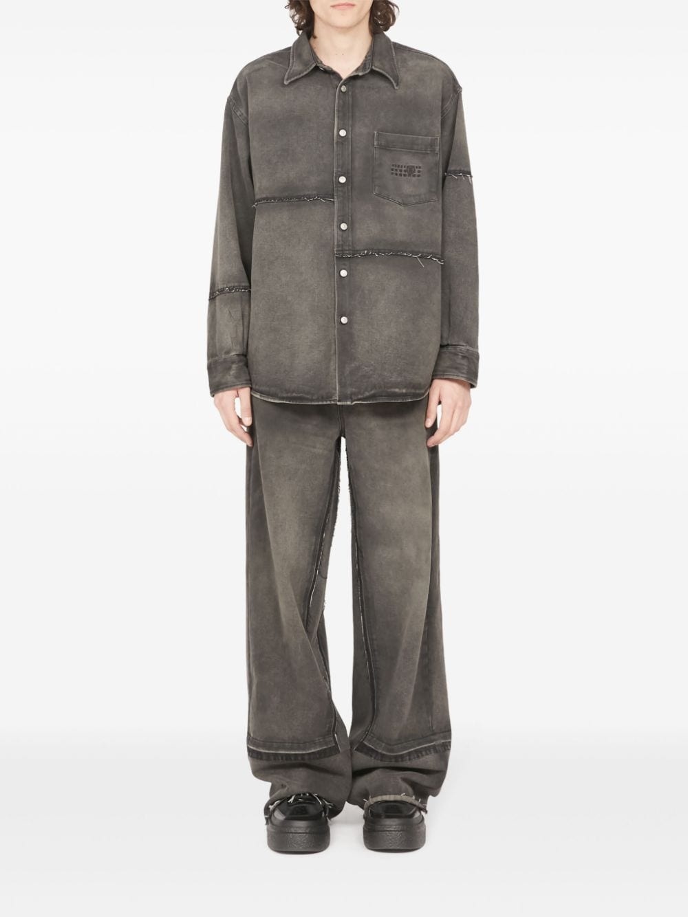 raw-cut detail cotton  shirt - 2